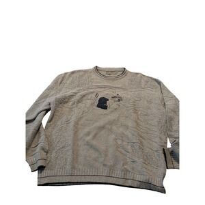 Vintage Shenandoah Embroidered Dog Duck Sweater Tan Knit Made in USA